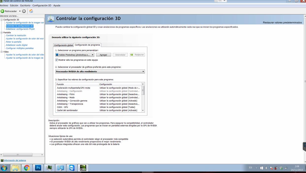 Dos tarjetas de v deo. Configurar que los programas usen la