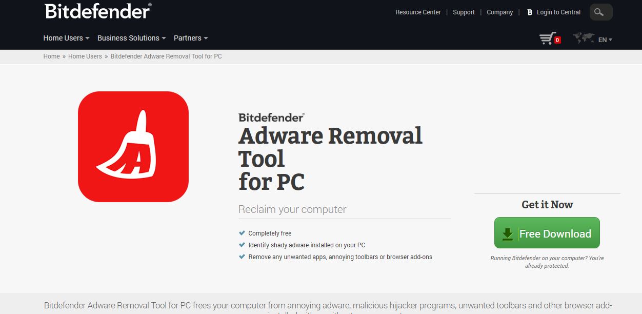 free download bitdefender adware removal tool